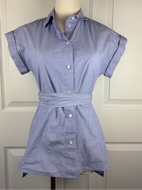 J. Crew tie waist Button-up Light Blue